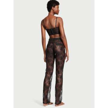 Victoria's Secret VS Archives Rose Lace Pants, Women's Lingerie, Sheer Lace, Black (XS)