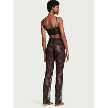 Victoria's Secret VS Archives Rose Lace Pants, Women's Lingerie, Sheer Lace, Black (XS)