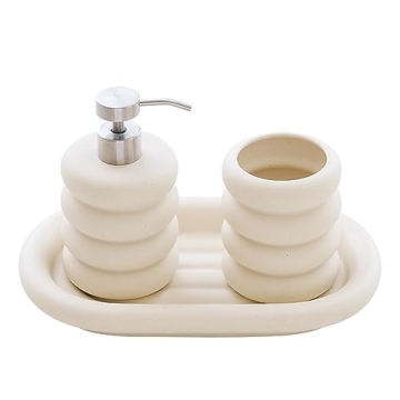 Chubby Donut Ceramic Soap Dispenser Set for Kitchen and Bath