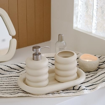 Chubby Donut Ceramic Soap Dispenser Set for Kitchen and Bath