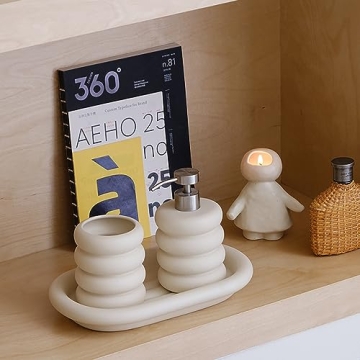 Chubby Donut Ceramic Soap Dispenser Set for Kitchen and Bath