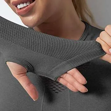 OQQ Women Workout Outfit Yoga Seamless 2 Piece Gym Long Sleeve Crop Top High Waist Leggings Set Grey