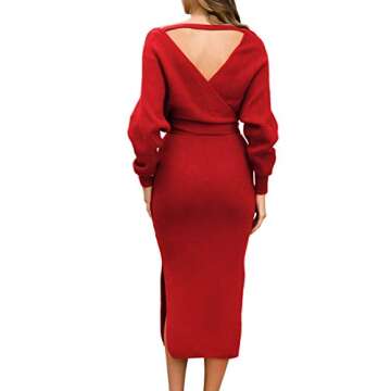 Stylish TEWWEY Women's Midi Knitted Dress - Backless Sweater
