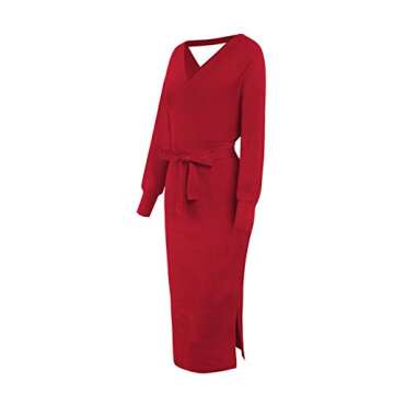 Stylish TEWWEY Women's Midi Knitted Dress - Backless Sweater