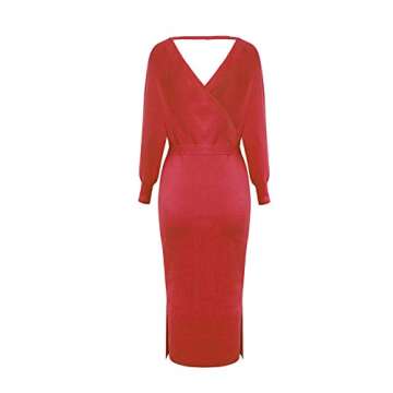 Stylish TEWWEY Women's Midi Knitted Dress - Backless Sweater