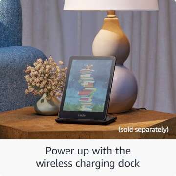 Introducing Amazon Kindle Colorsoft Signature Edition Essentials Bundle including Kindle Colorsoft Signature Edition (32GB)- Black, Plant-Based Leather Cover-Black and Wireless Charging Dock