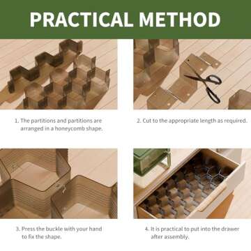 Kocuos Honeycomb Adjustable Drawer Organizer for Socks & Scarves