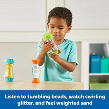 Learning Resources Sensory Trio Fidget Tubes, Sensory Toys for Toddlers, Sensory Toys for Autistic Children, Speech Therapy Materials, 3 Pieces, Ages 3+