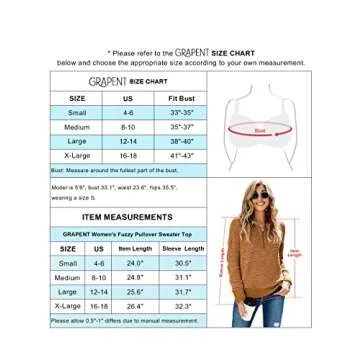GRAPENT Women’s Casual Fuzzy Cozy Half Zip Long Sleeve Pullover Jumper Knitted Sweater Top for Fall Light Blue Small