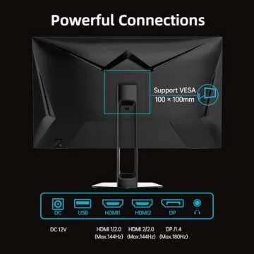 KTC 27” Gaming Monitor 180Hz QHD(2560× 1440p), 1MS,Fast IPS Monitor,122% sRGB,2X DP & 2X HDMI,HDR 10,VESA,FreeSync 144Hz 2K Monitor Black
