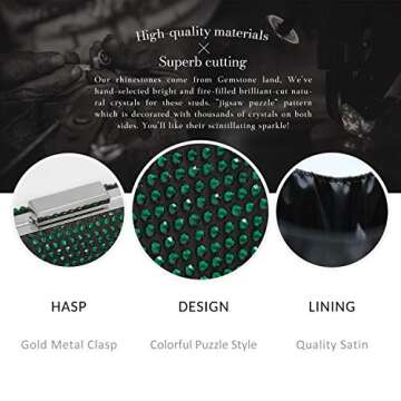 Yekajlin Crystal Evening Clutch for Weddings and Parties