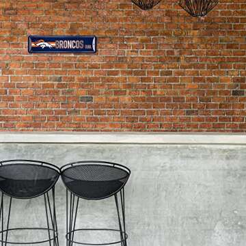 Rico Industries NFL Denver Broncos Home Décor Metal Street Sign (4" x 15") - Great for Home, Office...