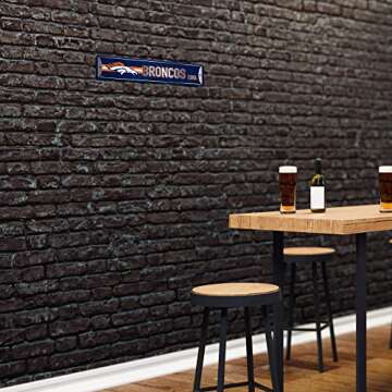 Rico Industries NFL Denver Broncos Home Décor Metal Street Sign (4" x 15") - Great for Home, Office, Bedroom, & Man Cave - Made,Silver