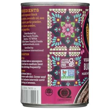 SIETE FAMILY FOODS Refried Black Beans, 16 OZ