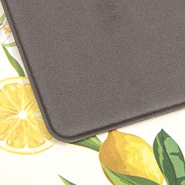 SHACOS Anti Fatigue Lemon Kitchen Rugs Mats Set of 2 Pieces Non Slip Soft Cushioned Standing Mat and Runner Wipeable Floor Mat, 17"x27.5"+17"x47", White
