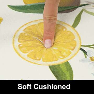 SHACOS Anti Fatigue Lemon Kitchen Rugs Mats Set of 2 Pieces Non Slip Soft Cushioned Standing Mat and Runner Wipeable Floor Mat, 17"x27.5"+17"x47", White