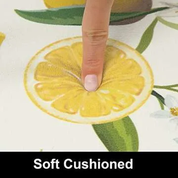 SHACOS Anti Fatigue Lemon Kitchen Rugs Mats Set of 2 Pieces Non Slip Soft Cushioned Standing Mat and Runner Wipeable Floor Mat, 17"x27.5"+17"x47", White