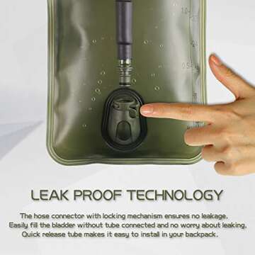 2L Hydration Bladder, Water Bladder for Hiking Backpack 2 Liter Military Green Water Storage Bag with Insulated Tube, Hydration Back Pack Replacement for Outdoor Camping Running Cycling