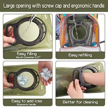 2L Hydration Bladder, Water Bladder for Hiking Backpack 2 Liter Military Green Water Storage Bag with Insulated Tube, Hydration Back Pack Replacement for Outdoor Camping Running Cycling