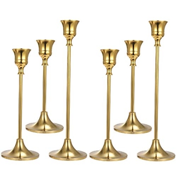 Anndason 6 Gold Taper Candle Holders for Elegant Decor
