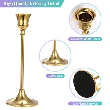 Anndason 6 Gold Taper Candle Holders for Elegant Decor