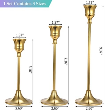 Anndason 6 Gold Taper Candle Holders for Elegant Decor