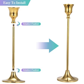 Anndason 6 Gold Taper Candle Holders for Elegant Decor