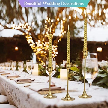 Anndason 6 Gold Taper Candle Holders for Elegant Decor