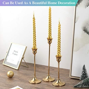 Anndason 6 Gold Taper Candle Holders for Elegant Decor