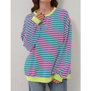 Shop Labolliy Striped Oversized Sweatshirt For Women