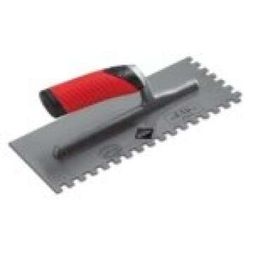 Jagged Trowel with Open Rubiflex Handle Notches Size: 1/8" x 1/8" (3 x 3 mm)