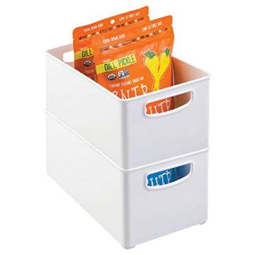 mDesign Deep White Kitchen Organizer Bin for Pantry and Cabinet