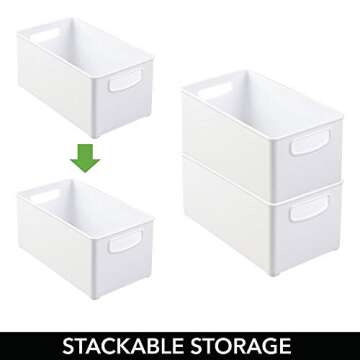mDesign Deep White Kitchen Organizer Bin for Pantry and Cabinet