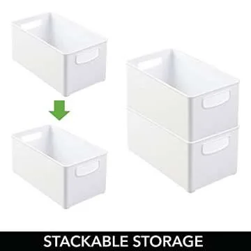 mDesign Deep White Kitchen Organizer Bin for Pantry and Cabinet