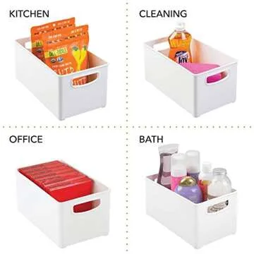 mDesign Deep White Kitchen Organizer Bin for Pantry and Cabinet