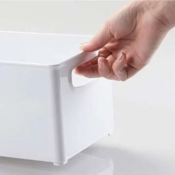 mDesign Deep White Kitchen Organizer Bin for Pantry and Cabinet