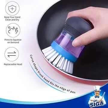 Soap Dispensing Palm Brush for Effortless Dish Cleaning