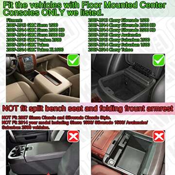 HGWEI Center Console Organizer Compatible with 2007-2014 Chevy Silverado GMC Sierra Avalanche Tahoe Suburban Yukon Yukon XL Accessories, Floor Mounted Center Console ONLY, White Trim