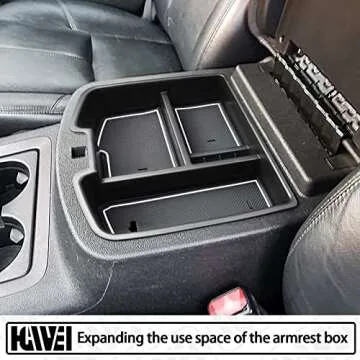 HGWEI Center Console Organizer Compatible with 2007-2014 Chevy Silverado GMC Sierra Avalanche Tahoe Suburban Yukon Yukon XL Accessories, Floor Mounted Center Console ONLY, White Trim