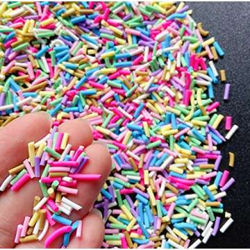 EHOPE 50g Fake Sprinkles Resin Sprinkles Fake Candy Sprinkles Clay Sprinkles Polymer Sprinkles Polymer Clay Slices for Nail Art DIY Crafts Cake Phone Case(Long Blue Sugar granules-10）