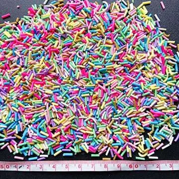 EHOPE 50g Fake Sprinkles Resin Sprinkles Fake Candy Sprinkles Clay Sprinkles Polymer Sprinkles Polymer Clay Slices for Nail Art DIY Crafts Cake Phone Case(Long Blue Sugar granules-10）