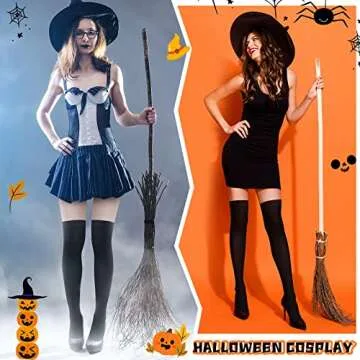 Foaincore 4 Pairs Mock Thigh High Tight Suspender Pantyhose Sock for Women Footed Tights High Waist Pantyhose for Women Girls (Skin, Black)