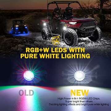 Xprite RGBW LED Rock Lights Kit with Bluetooth & Wireless Remote Controller for Off-Road Vehicles