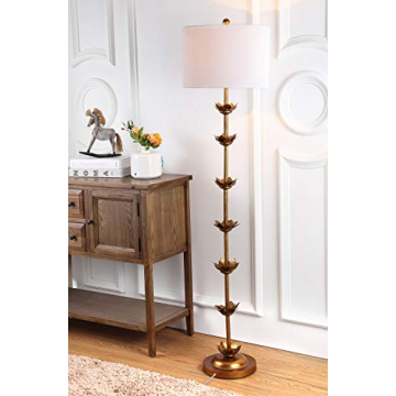 Safavieh FLL4003A Lighting Collection Landen Leaf 63.5" Antique Gold Floor Lamp, Metal
