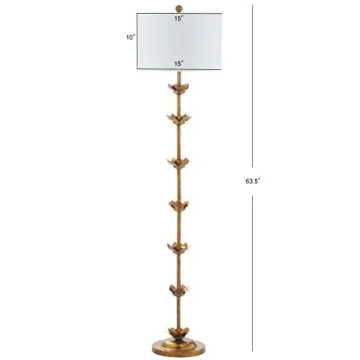 Safavieh FLL4003A Lighting Collection Landen Leaf 63.5" Antique Gold Floor Lamp, Metal