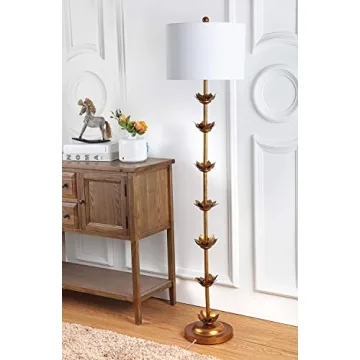 Safavieh FLL4003A Lighting Collection Landen Leaf 63.5" Antique Gold Floor Lamp, Metal