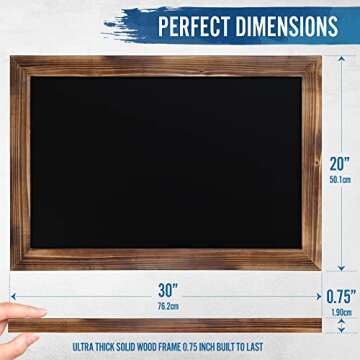 HBCY Creations 20" x 30" Solid Wood Frame Chalkboard with Magnetic Surface for Home & Café Use