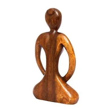 G6 Collection Wooden Handmade Abstract Sculpture Tranquility - Art Decorative Home Decor Handcrafted Figurine Accent Decoration Artwork Hand Carved, Abstract Yoga