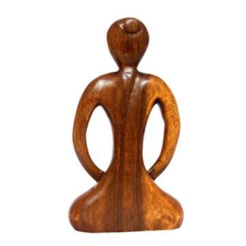G6 Collection Wooden Handmade Abstract Sculpture Tranquility - Art Decorative Home Decor Handcrafted Figurine Accent Decoration Artwork Hand Carved, Abstract Yoga