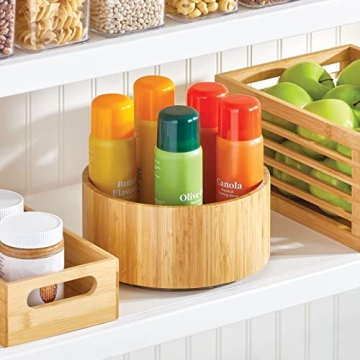 mDesign Bamboo Lazy Susan Turntable for Kitchen & Pantry